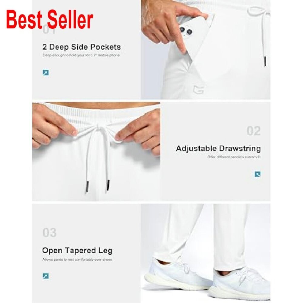 Men's Lightweight Stretch Sweatpants Tapered Joggers Athletic Gym Workout - Picture 5 of 6
